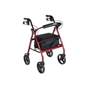 Aluminum Folding Rollator w/ Removable Back Support & 8
