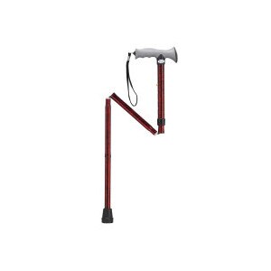 Drive Medical Adjustable Lightweight Folding Cane with Comfortable Gel Hand Grip , Red
