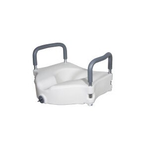 Drive Medical Elevated Raised Toilet Seat with Removable Padded Arms