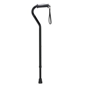 Drive Medical Adjustable Height Offset Handle Cane with Comfortable Gel Hand Grip, Black