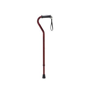 Drive Medical Adjustable Height Offset Handle Cane with Comfortable Gel Hand Grip, Red