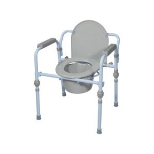 Drive Medical Folding Bedside Commode Seat with Commode Bucket and Splash Guard