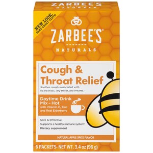 Zarbee's Naturals Cough & Throat Relief Daytime Drink Mix, Apple Spice, 6CT