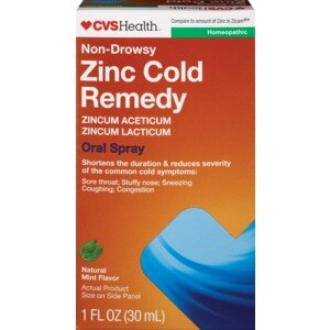 CVS Zinc Oral Spray Cold Remedy Natural Mint Flavor