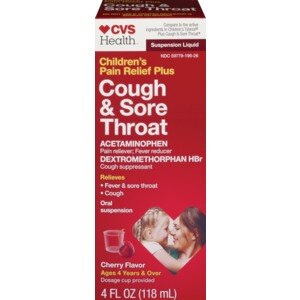CVS Children's Cough & Sore Throat Liquid Cherry Flavor