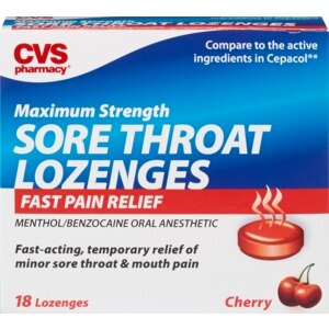 CVS Maximum Strength Sore Throat Lozenges Cherry