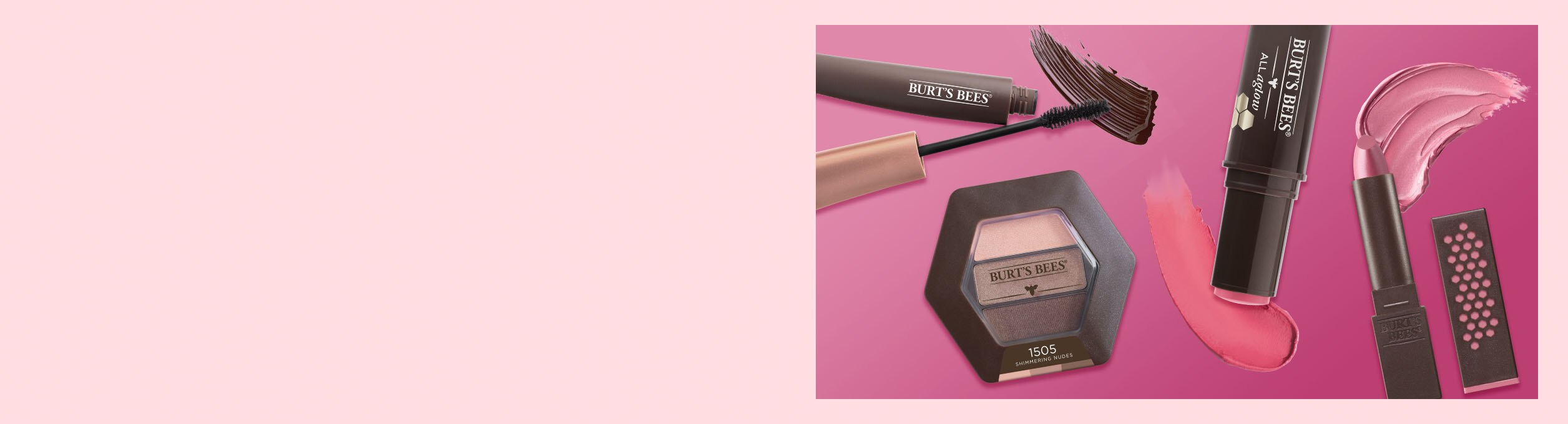 Product shots of Burt's Bees makeup