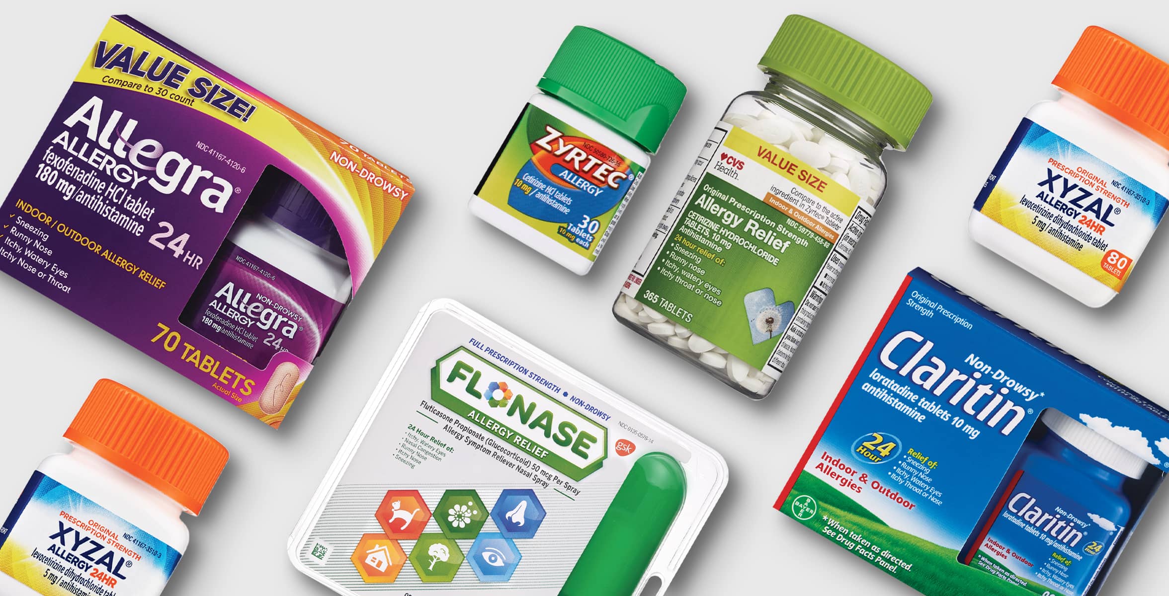image of a variety of allergy support products