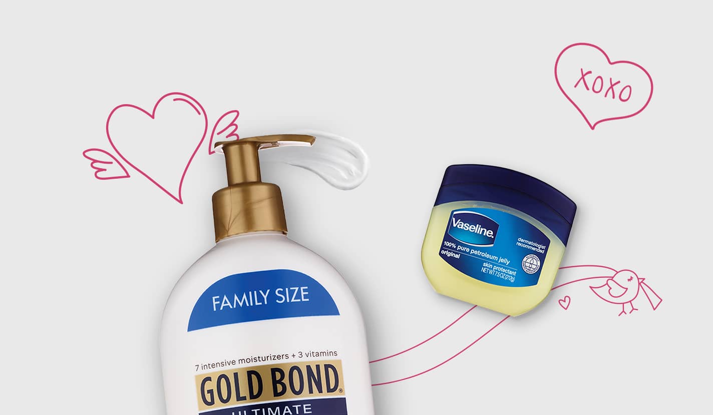 Shop for lotions and moisturizers, showing Gold Bond® and Vaseline® brand products 