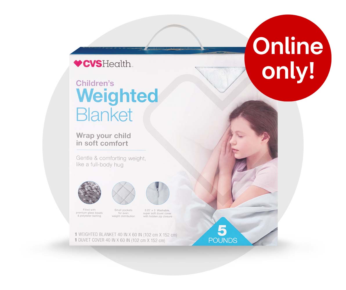 Shop for online only weighted blankets, showing an example