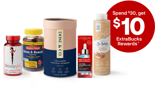Shop for wellness support products, spend $30+, get $10 ExtraBucks Rewards®*