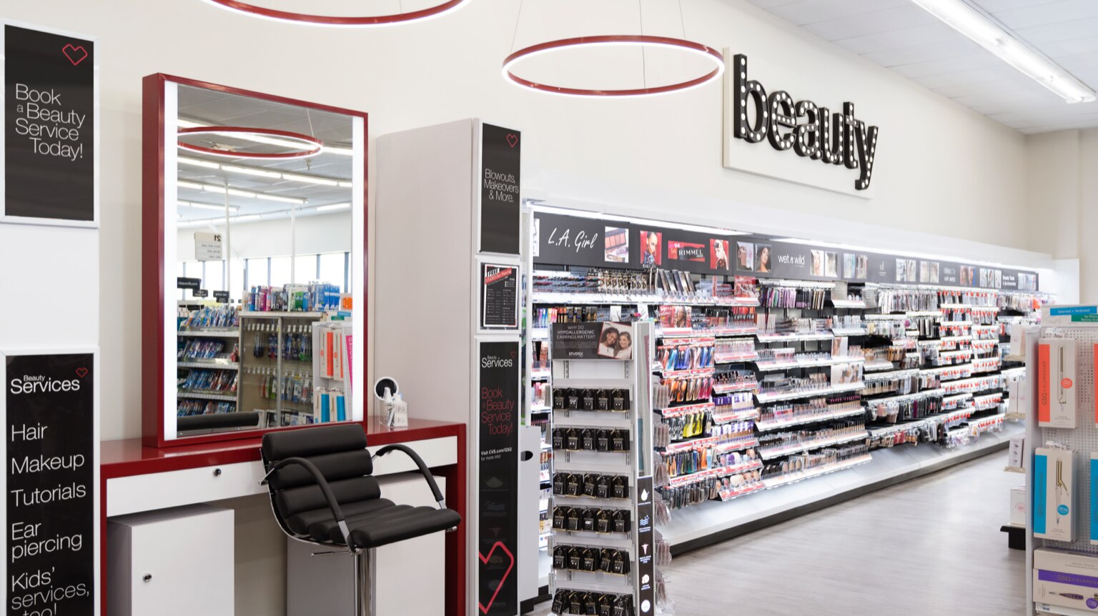 The CVS Beauty service area, where a patron can receive a beauty treatment.