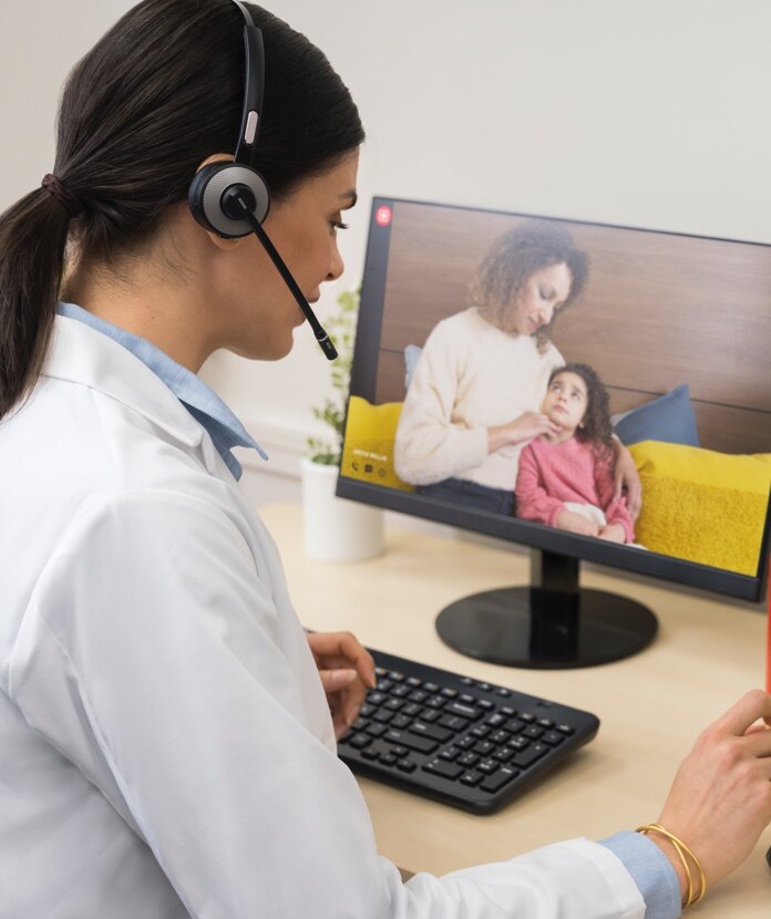 Mom makes a telehealth call to get care for her sick daughter.