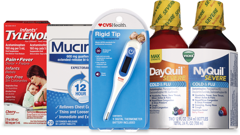 Imagen de productos para el alivio de la tos y el resfriado.