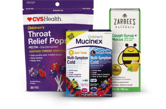 Imagen de productos para el alivio de la tos y el resfriado.