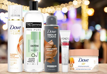 Assorted Dove personal beauty products