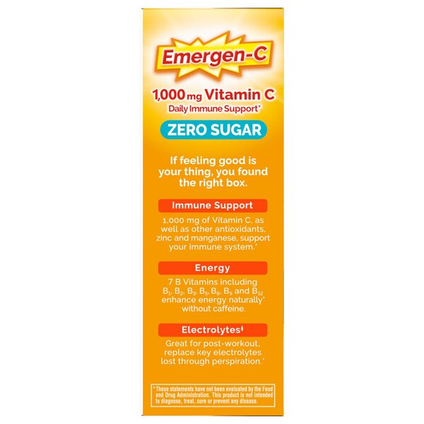 Emergen-C Zero Sugar Tropical Citrus Powder, 18 CT