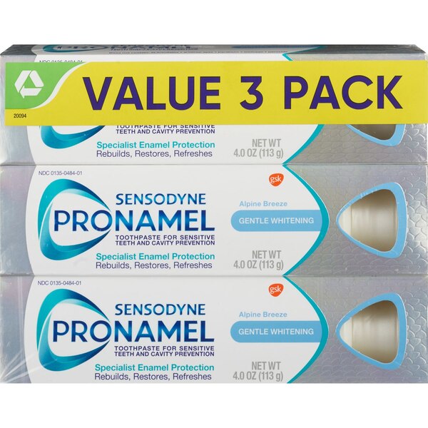 Sensodyne Pronamel Gentle Whitening Enamel Protection Toothpaste, Alpine Breeze, 4 OZ, 3 Pack