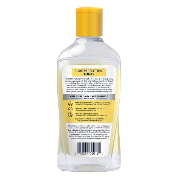 Dickinson's Original Witch Hazel - Tónico para perfeccionar los poros, 16 oz