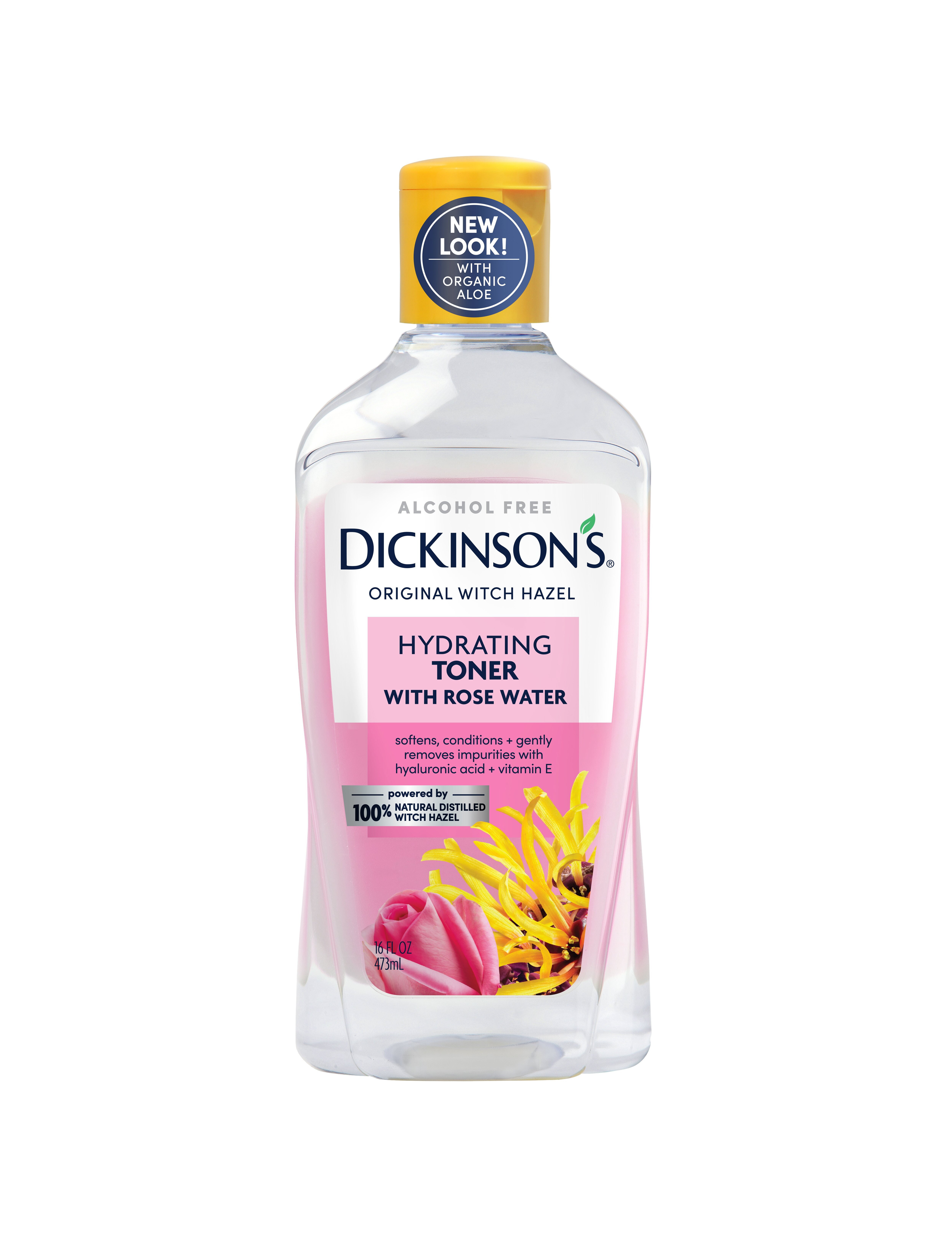Dickinson's Enhanced Witch Hazel Hydrating Toner with Rosewater, Alcohol Free, 98% Natural Formula, 16 OZ