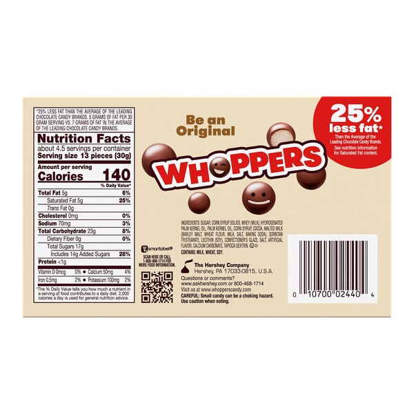 Whoppers Malted Milk Balls Candy, 5 oz