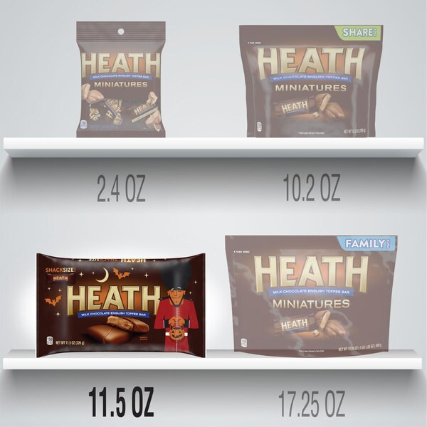 HEATH Milk Chocolate English Toffee Snack Size Halloween Candy Bars, 11.5 OZ