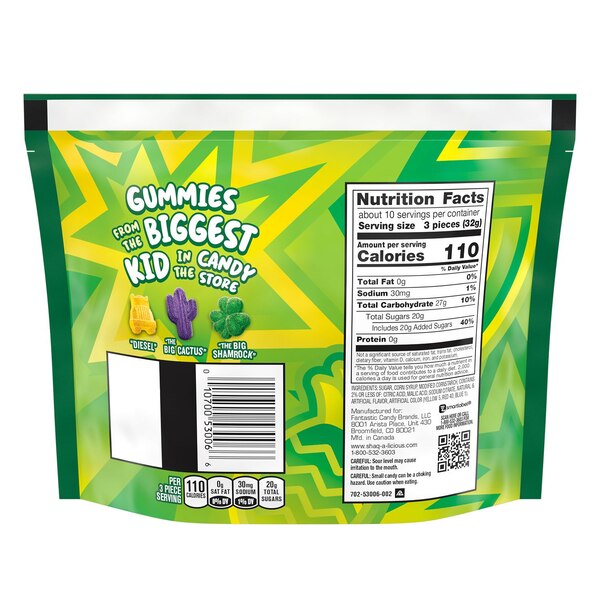 Shaq-A-Licious XL Sour Gummies, 11.8 Oz