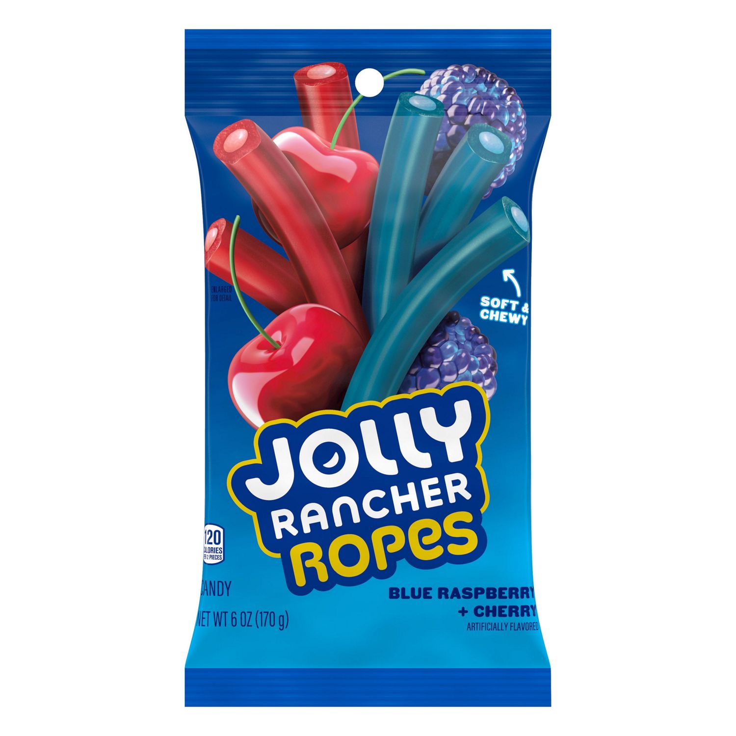 Jolly Rancher, Ropes Blue Raspberry & Cherry Peg Bag, 6.5 oz
