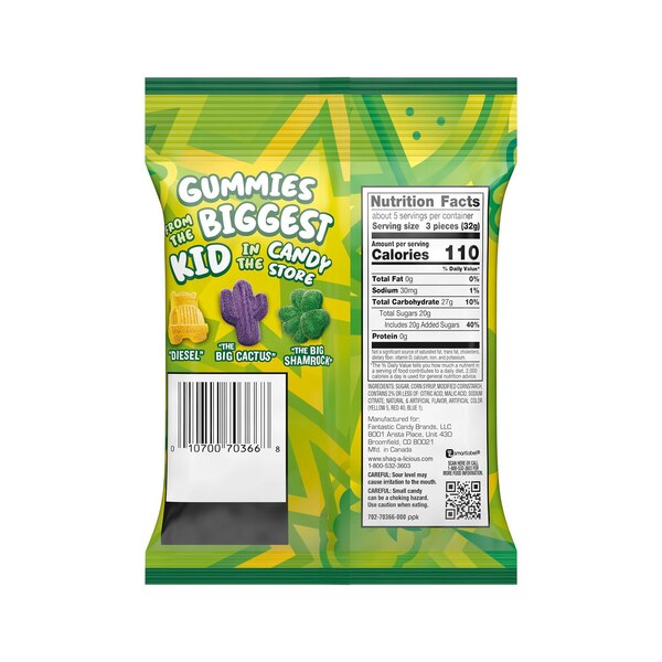 Shaq-A-Licious Xl Gummies Sour Chewy Candy, 6.2 oz