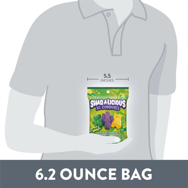 Shaq-A-Licious Xl Gummies Sour Chewy Candy, 6.2 oz