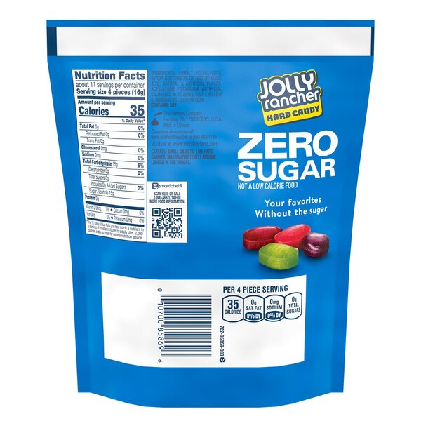 Jolly Rancher Zero Sugar Assorted Fruit Flavored Hard Candy, 6.1 oz