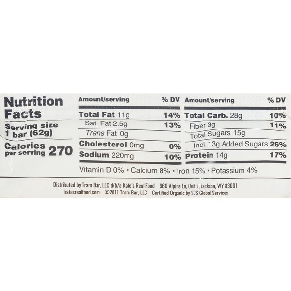 Kate's Real Food, Snickerdoodle, Organic Protein Bar, 2.2 oz