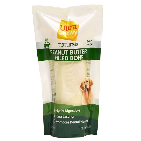 Ultra Chewy Naturals Peanut Butter Filled Bone, 5-6 in