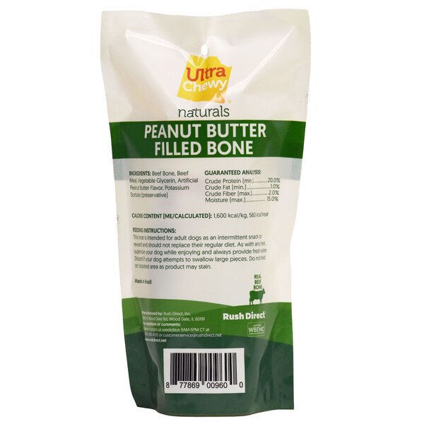 Ultra Chewy Naturals Peanut Butter Filled Bone, 5-6 in