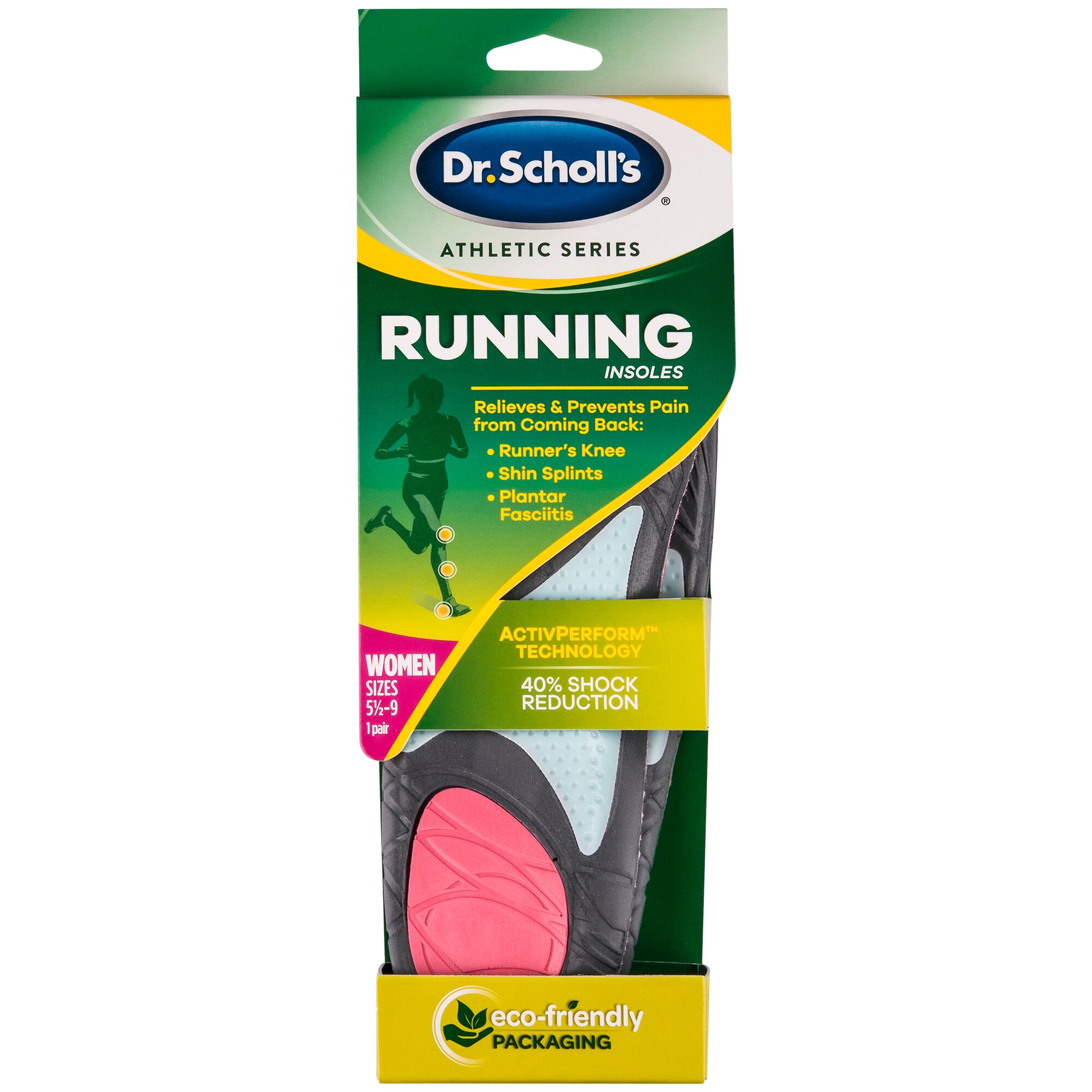 Dr. Scholl's Women's Athletic Series Running Insoles, Size 5.5 to 9, 1 PR