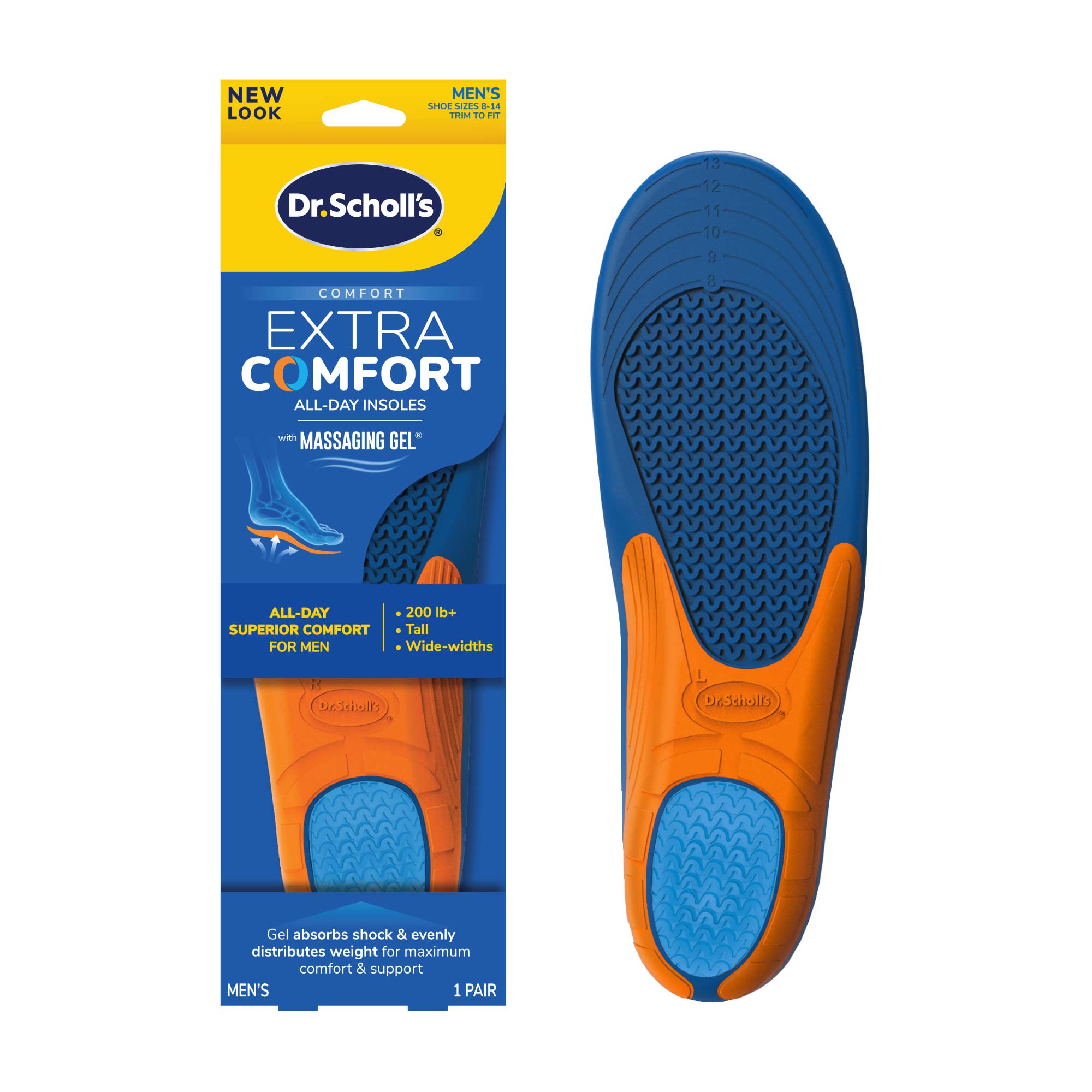 Dr. Scholl's Men's Comfort and Energy Extra Support Insoles, Size 8 to 14, 1 PR