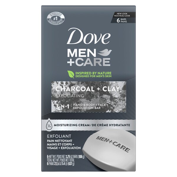 Dove Men+Care More Moisturizing Than Bar Soap Charcoal + Clay Body and Face Bar