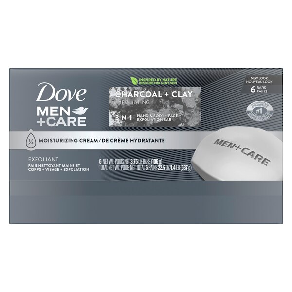 Dove Men+Care More Moisturizing Than Bar Soap Charcoal + Clay Body and Face Bar