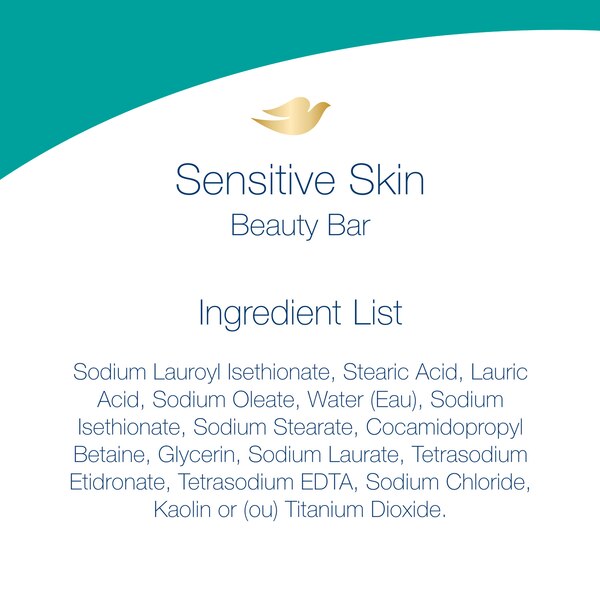 Dove Sensitive Skin Moisturizing Beauty Bar for Softer Skin, Fragrance-Free, Hypoallergenic, 3.17 OZ