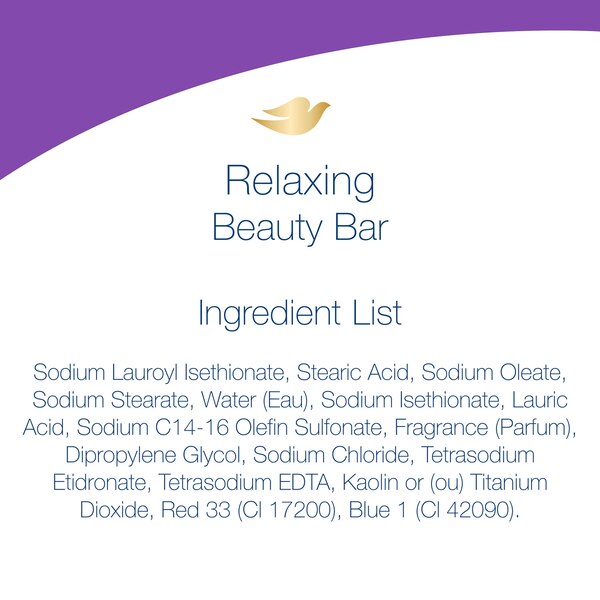 Dove More Moisturizing Than Bar Soap Relaxing Lavender Beauty Bar for Softer Skin, 3.75 OZ