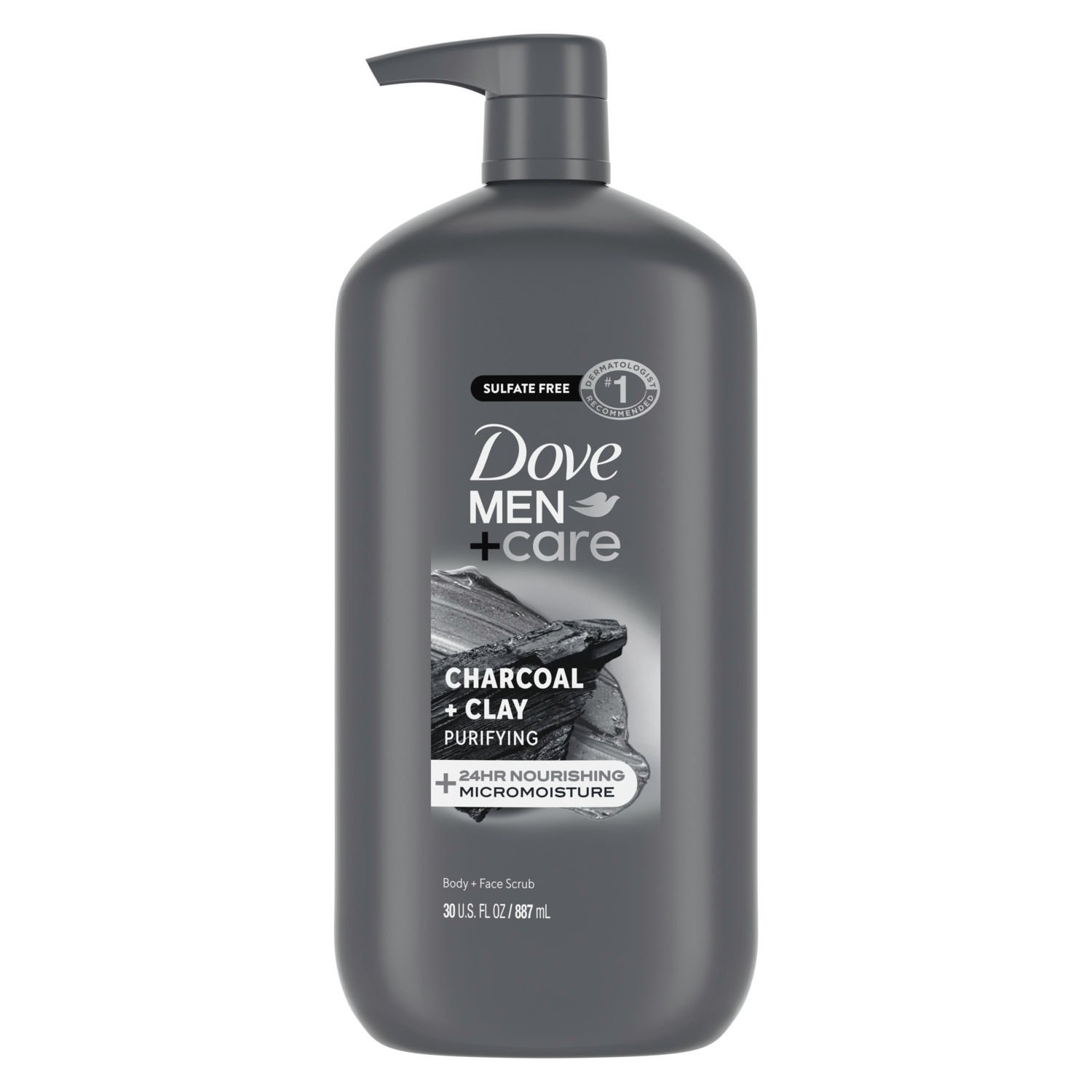 Dove Men+Care Body Wash, Purifying Charcoal + Clay, 30 OZ