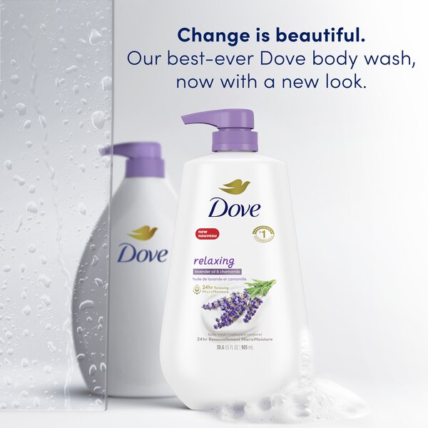 Dove MicroMoisture Relaxing Lavender Oil and Chamomile Body Wash Pump, 30.6 OZ