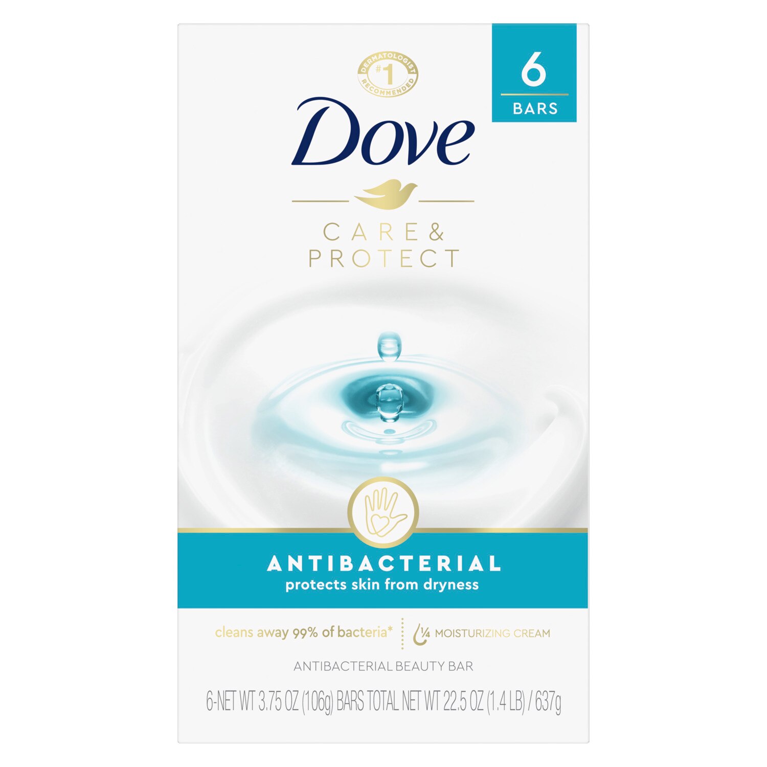 Dove - Jabón antibacteriano para todo tipo de piel, 6 u.