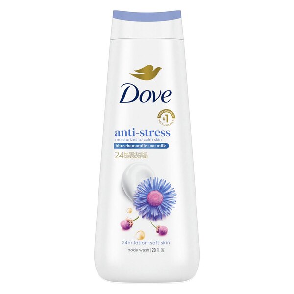 Dove Sulfate Free Anti-Stress Body Wash with Blue Chamomile and Oat Milk, 20 OZ