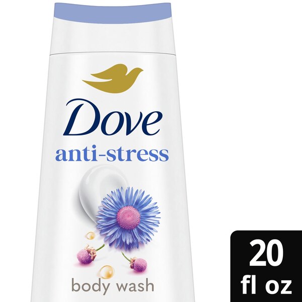 Dove Sulfate Free Anti-Stress Body Wash with Blue Chamomile and Oat Milk, 20 OZ