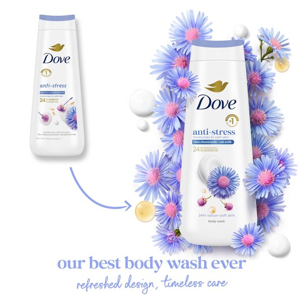 Dove Sulfate Free Anti-Stress Body Wash with Blue Chamomile and Oat Milk, 20 OZ