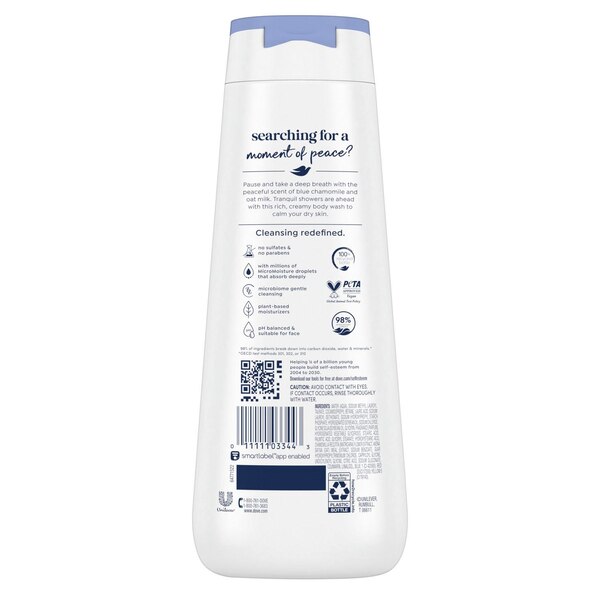 Dove Sulfate Free Anti-Stress Body Wash with Blue Chamomile and Oat Milk, 20 OZ