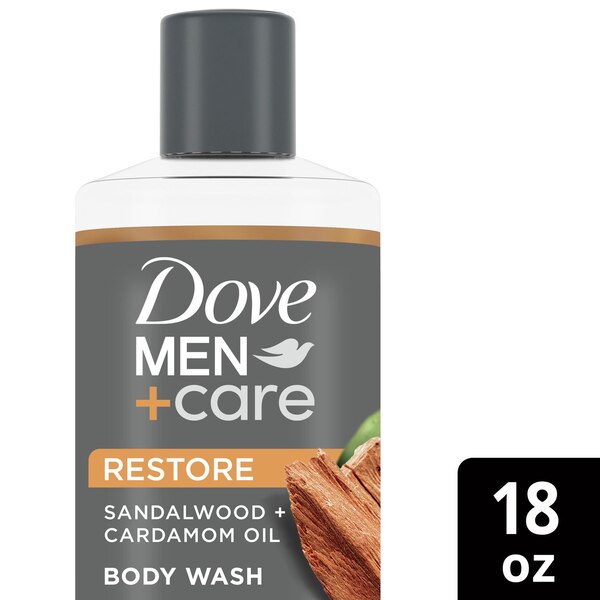 Dove Men+Care Body Wash Naturals, Sandalwood + Cardamom Oil, 18 OZ