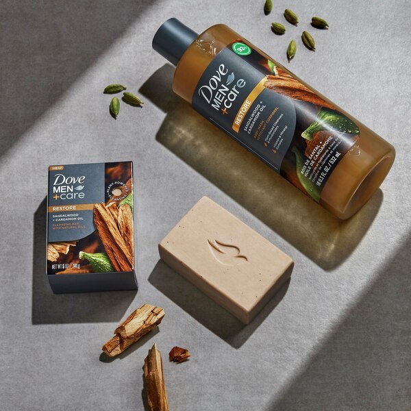 Dove Men+Care Body Wash Naturals, Sandalwood + Cardamom Oil, 18 OZ