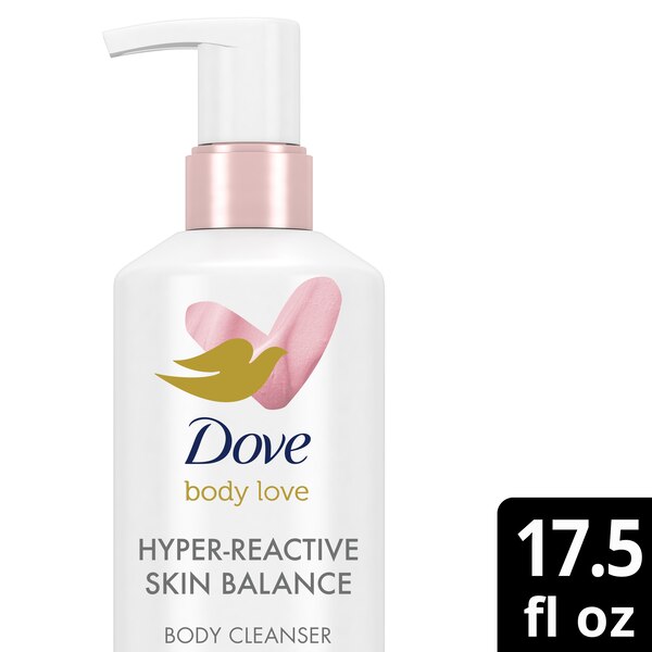 Dove Body Love Hyper-Reactive Skin Balance Body Cleanser, Fragrance-Free, 17.5 oz